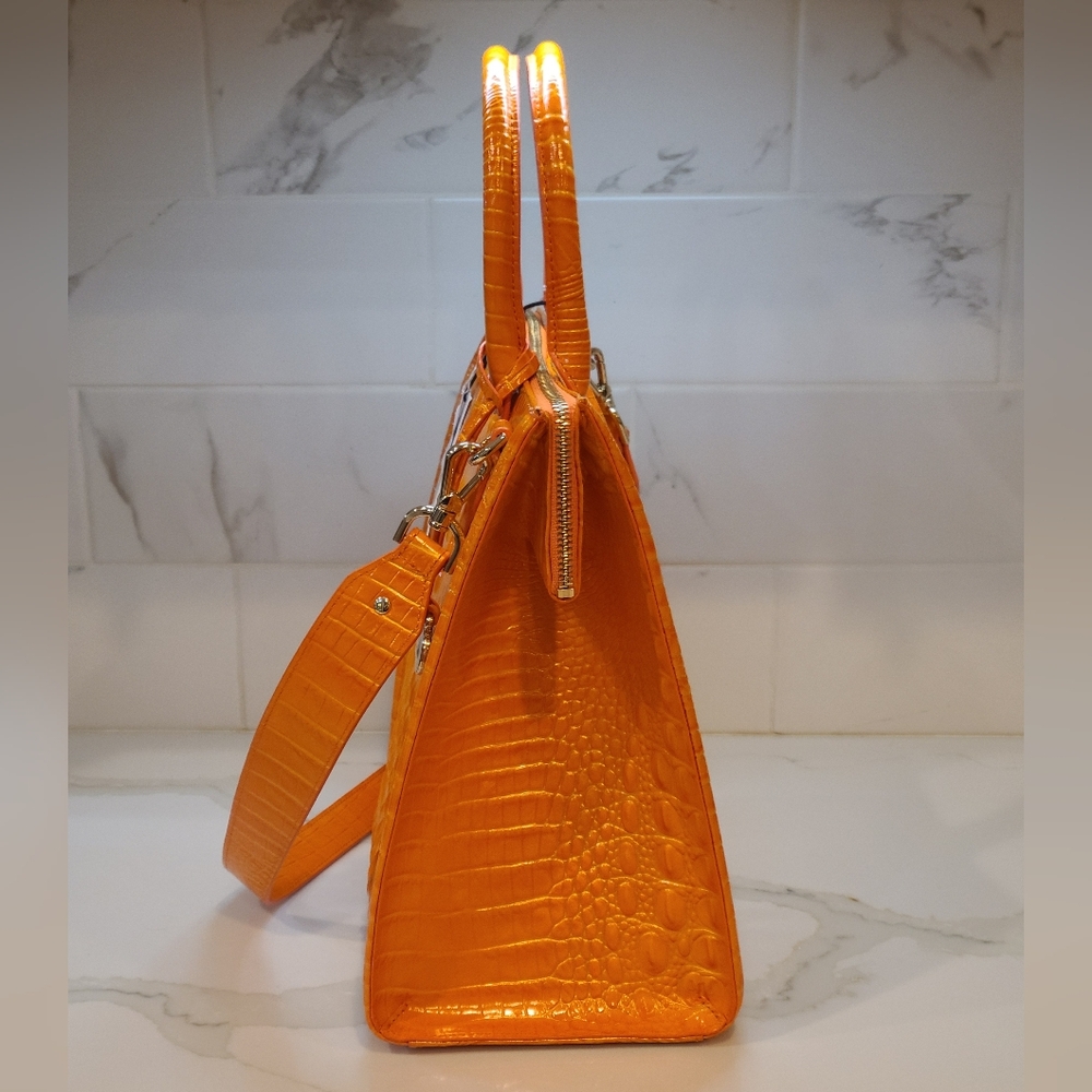 Brahmin Orange Croc-Embossed Tote - Picture 11 of 16